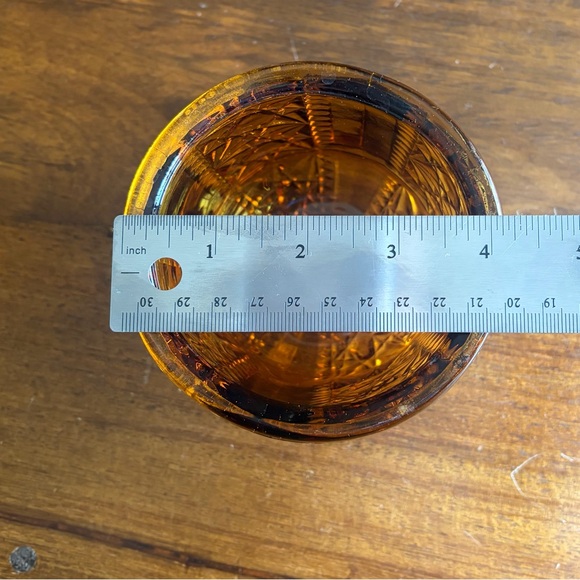 VINTAGE Indiana Glass Co Amber  Stars and Bars Fairy Lamp Replacement Lid - Picture 3 of 4